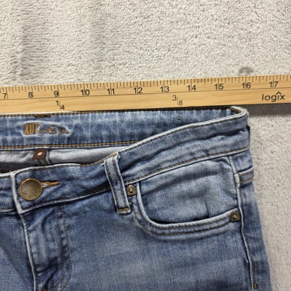 Kut From The Kloth Jeans Womens 6 Blue Cuffed Distressed Raw Hem Cropped Denim - Picture 7 of 10